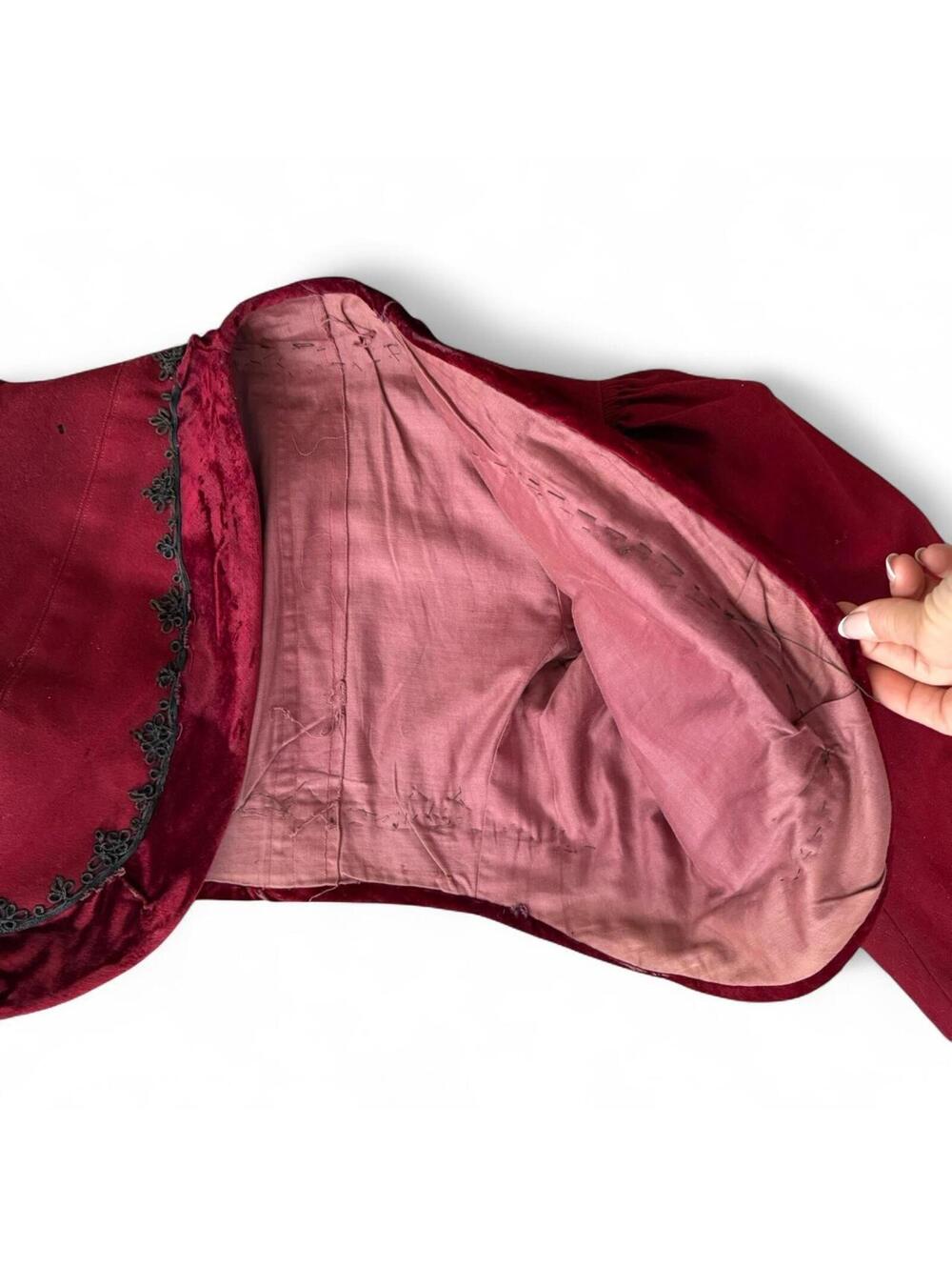 Vintage Two-Piece Burgundy Skirt and Bolero Jacket Set - Picture 6 of 8